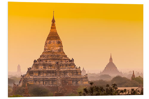 Foam board print Sunrise over ancient Bagan