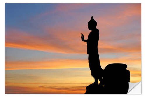 Selvklæbende plakat buddha with beautiful sky