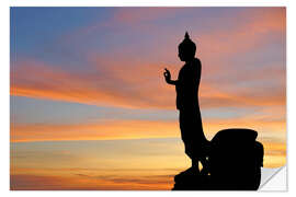 Selvklæbende plakat buddha with beautiful sky