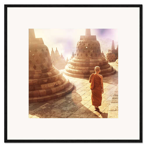 Kehystetty taidepainatus Borobudur Temple on Java