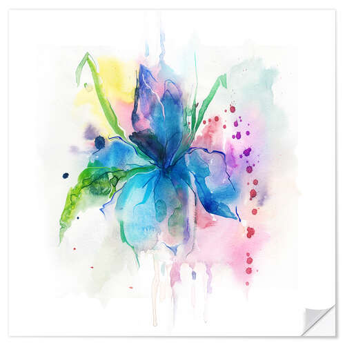 Wall sticker Blue hibiscus