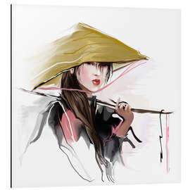 Magnettafel Asiatische Fischerin