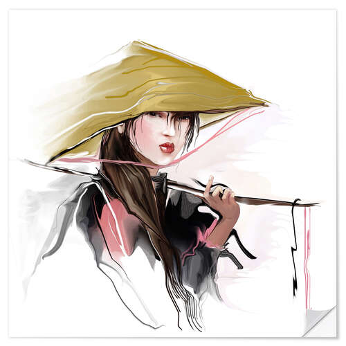 Sisustustarra Asian fisherwoman
