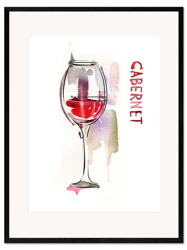 Impression artistique encadrée Un verre de cabernet