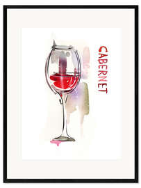 Impression artistique encadrée Un verre de cabernet