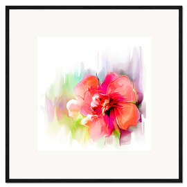 Framed art print Red hibiscus flower