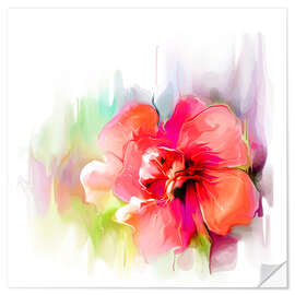 Wall sticker Red hibiscus flower