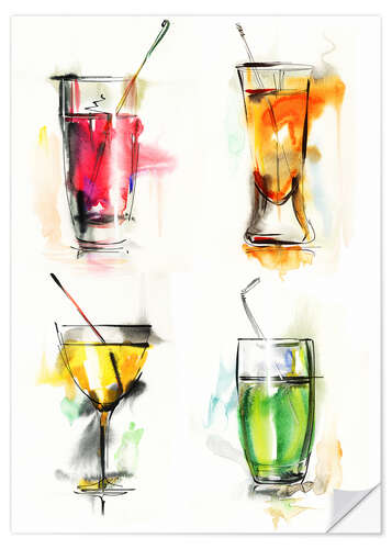 Selvklæbende plakat Colorful drinks