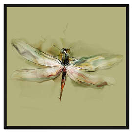 Gerahmter Kunstdruck Libelle in Aquarell