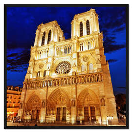 Gerahmter Kunstdruck Kathedrale Notre-Dame bei Nacht
