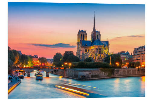 Tableau en PVC Notre-Dame de Paris au coucher du soleil