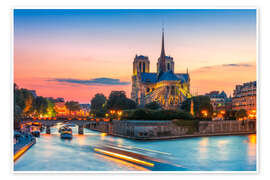 Póster Notre Dame de Paris at sunset