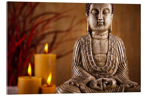 Cuadro de metacrilato Buddha statue with candles