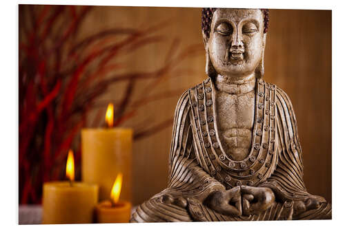 Foam board print Buddha statue with candles