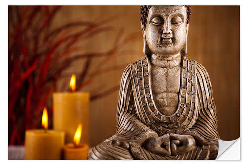 Vinilo para la pared Buddha statue with candles