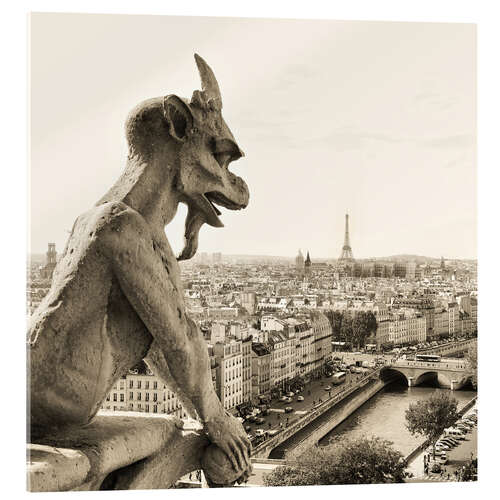 Quadro em acrílico Gargoyle of Notre Dame over Paris