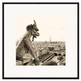 Kehystetty taidepainatus Gargoyle of Notre Dame over Paris