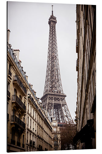 Tableau en aluminium Tour Eiffel un jour de pluie