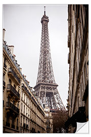 Selvklæbende plakat Eiffel Tower on a rainy day, Paris