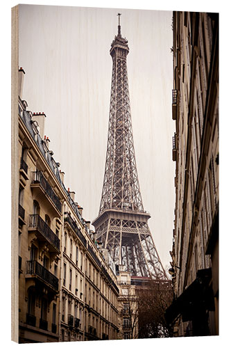 Wood print Eiffel Tower on a rainy day, Paris