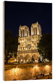 Wood print Notre Dame by night, Paris