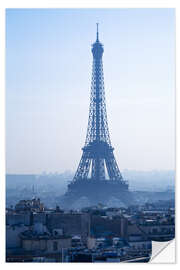 Selvklæbende plakat Eiffel Tower on blue spring morning