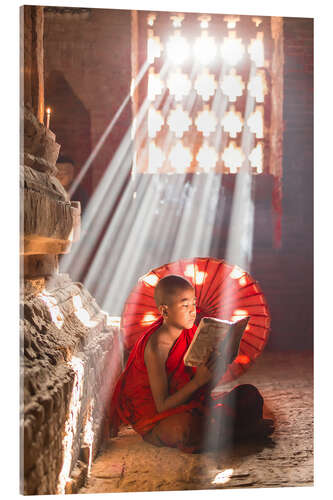 Acrylglasbild Junger Mönch in Bagan, Myanmar