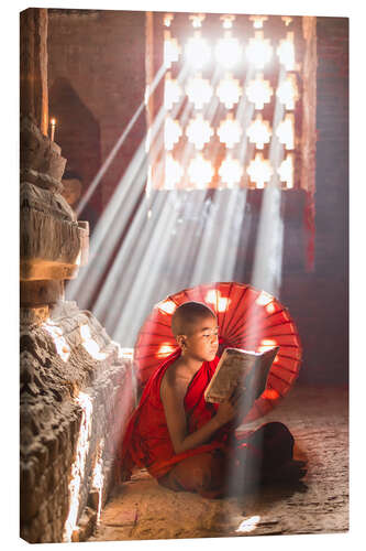 Canvas print Young monk in Bagan, Myanmar