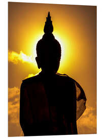 Hartschaumbild Silhouette des Buddha im Tempel