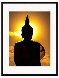 Gerahmter Kunstdruck Silhouette des Buddha im Tempel
