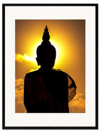 Impresión de arte enmarcada Silhouette of Buddha in the temple