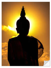 Selvklæbende plakat Silhouette of Buddha in the temple