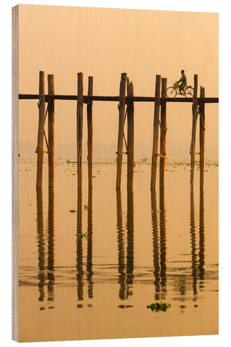 Wood print Bridge over the river, Myanmar