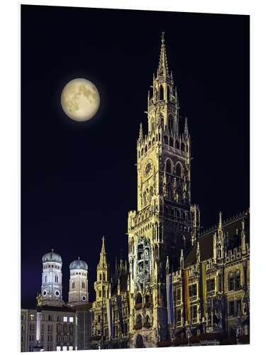 PVC-taulu Night scene from Munich Town Hall