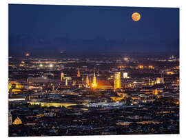 Foam board print Munich Skyline with yellow full moon