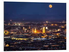 Gallery print Munich Skyline with yellow full moon