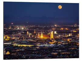 Magnettafel München Skyline mit gelbem Vollmond