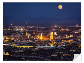 Naklejka na ścianę Munich Skyline with yellow full moon