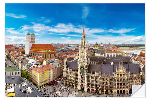 Sticker mural Vue sur Marienplatz, Munich