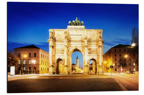 Alubild Das Siegestor in München bei Nacht