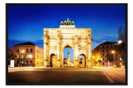 Gerahmter Kunstdruck Das Siegestor in München bei Nacht