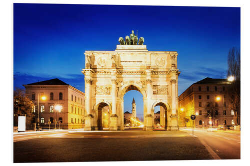 Foam board print Victory Arch in Munich at night