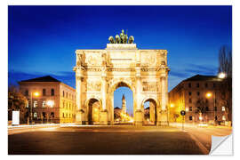 Selvklebende plakat Victory Arch in Munich at night