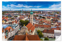 Selvklebende plakat Aerial view of Munich