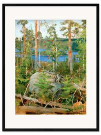 Kunsttryk i ramme Landscape at Lake Jamajärvi