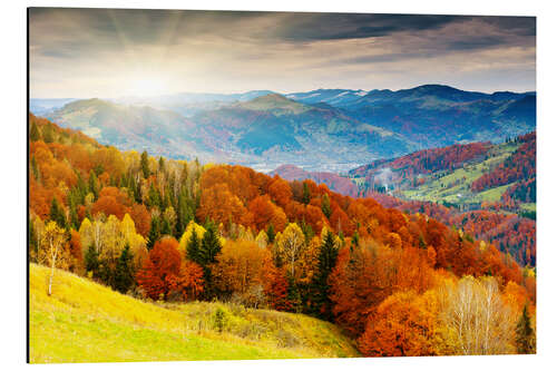 Alubild Hügelige Herbstlandschaft