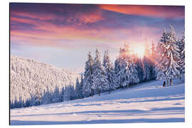 Magnettafel Fotograf in Winterlandschaft