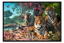 Gerahmter Kunstdruck Tiger Zuflucht