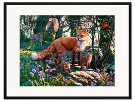 Gerahmter Kunstdruck Wildtiere des Waldes