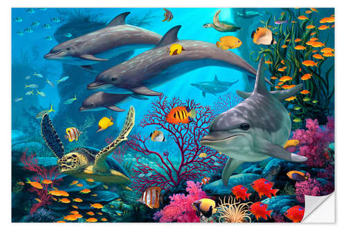 Selvklebende plakat Secrets Of The Reef